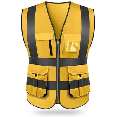 SFVest Reflecterend veiligheidsvest met hoge zichtbaarheid Reflecterend vest met meerdere zakken Werkkleding Beveiliging XXL goud