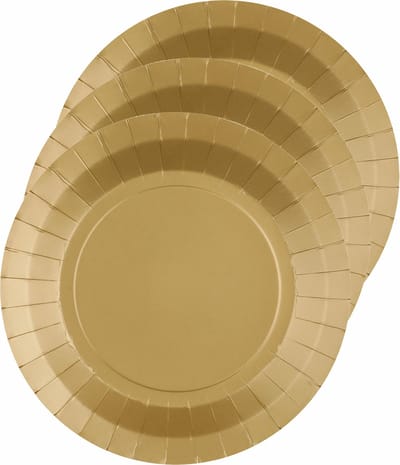 Santex Feest gebaksbordjes - goud - 10x - karton - 17 cm - rond - kartonnen feestbordjes