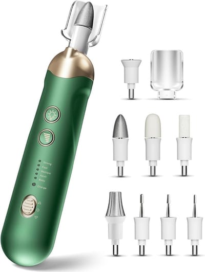 RUX® Pedicureset Electrisch - Pedicureset Professioneel – Nagelfrees – Eeltverwijderaar - Pedicure Set - Pedicure Apparaat Met 8 Opzetstukken - Groen - 16cm x 4cm x 4cm