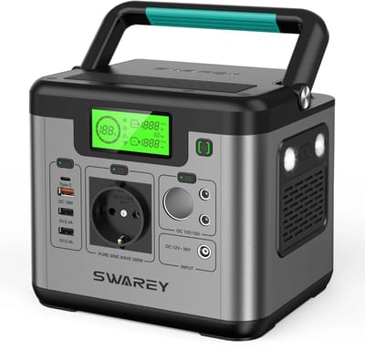 LUMÈ STORE Power Station 500W – Draagbare Accu Generator 518Wh – Noodstroom & Zonnegenerator – USB-C, AC & DC – Camping, Thuis & Outdoor