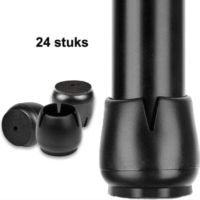 CHPN - Stoelpootbeschermers - Zwart - 17/22mm - 24stuks - Vloerbescherming - Bescherming - Anti-kras - Stoeldopjes - Beschermdopjes - Universeel