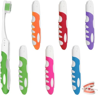 Set van 6 opvouwbare Reisp poetsers - Mini Tandborstels voor Camping en Reizen - Ergonomisch en Compact