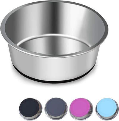 Roestvrijstalen Hondenbak met Antislip Basis - Voer- en Waterbak voor Puppy’s en Katten, Vaatwasmachinebestendig, Maat S (14 cm)