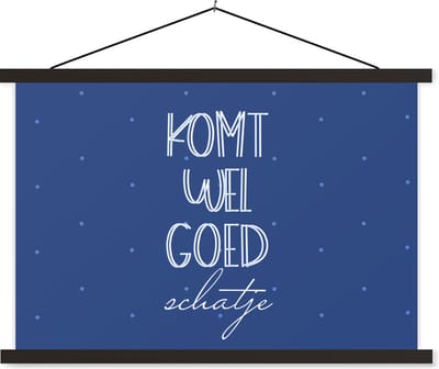 Posterhanger incl. Poster 60x40 cm - Schoolplaat - Get well soon - Spreuken - Liefde - Textielposter - Zwarte latten