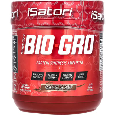 Isatori, Bio-Gro, Améliorateur de la synthèse protéique, Crème glacée au chocolat, 5,15 oz (146g)