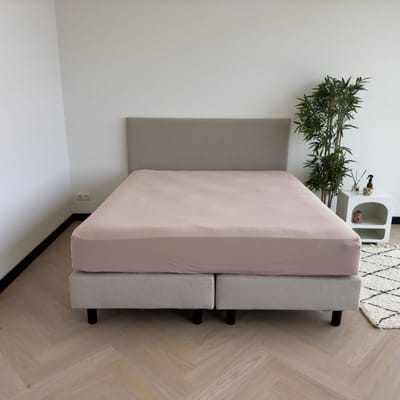 Kayori Tara Hoeslaken Jersey Stretch - 90-100x200-220cm - Matrasdikte 35cm - Rondom Elastiek - Biologisch Katoen - Strijkvrij - Nude