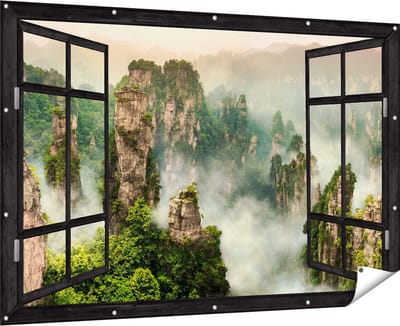 Gards Tuinposter Doorkijk Zhangjiajie Klif Bergen in China - 180x120 cm - Tuindoek - Tuindecoratie - Wanddecoratie buiten - Tuinschilderij