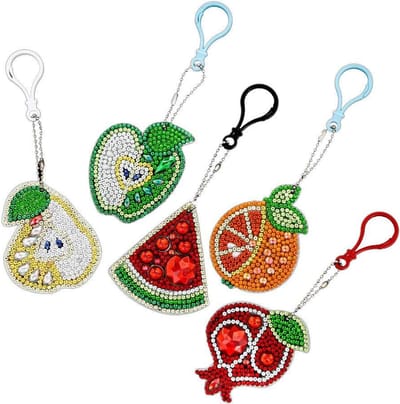 Diamond Painting Sleutelhangers - Set 5 Stuks - Fruit