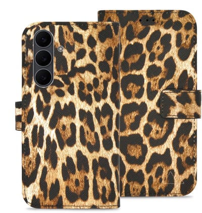My Style Telefoonhoesje geschikt voor Samsung Galaxy S25 FE Hoesje | My Style Flex Wallet Bookcase Portemonnee | Pasjeshouder voor 3 Pasjes | Telefoonhoesje voor Pinpas / OV Kaart / Rijbewijs - Wild Leopard | Bruin