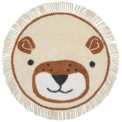 Prénatal Vloerkleed Kinderkamer Rond - Leeuw - Vloerkleed Babykamer - Beige - ø 94 cm