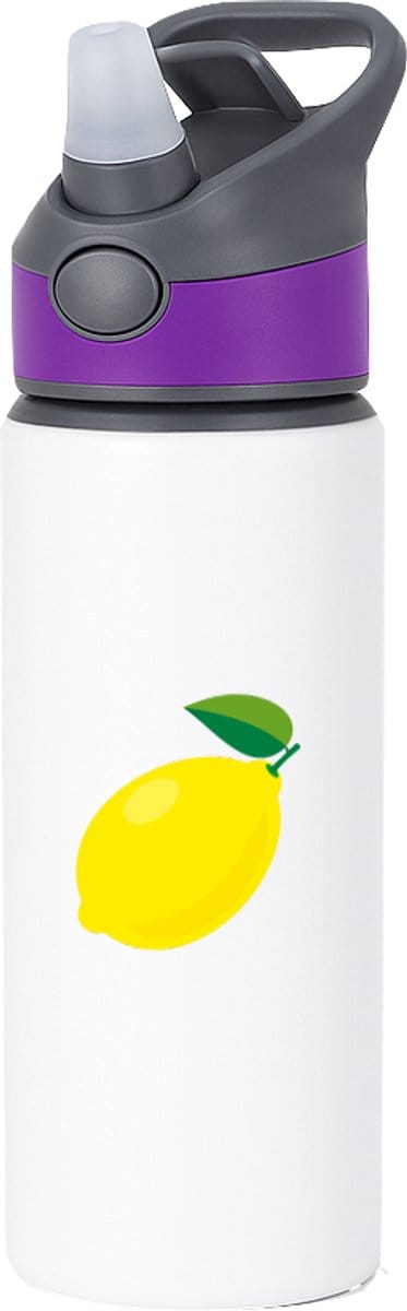 Hacebo® - Citroen waterfles met rietje paars - Fruitschaal - fruit liefhebbers - Citrusvrucht - limoen - water fles - 650ML
