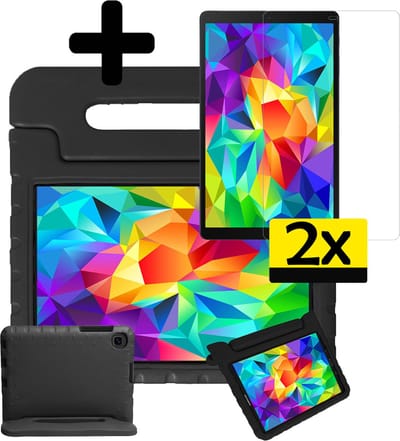 Hoes - Geschikt voor Samsung Galaxy Tab A 10.1 (2019) - Met 2x Screenprotector - Kinderhoes Shockproof Bumper - Kidsproof Case - Tablet Hoesje - Kinder Cover - Zwart