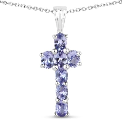 Vira Jewels Anhänger mit Kette 925-Sterling Silber rhodiniert Glänzend Tansanit violett