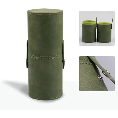 PU Leer Make-up Kwasten Emmer Draagbare Reis Cosmetische Tas Multifunctioneel Stofdicht Waterdicht Make-up Kwasten Cilinder lichtgroene kleur