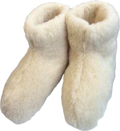 wollen sloffen off-white hoog model - 100% schapenwol - Maat 39