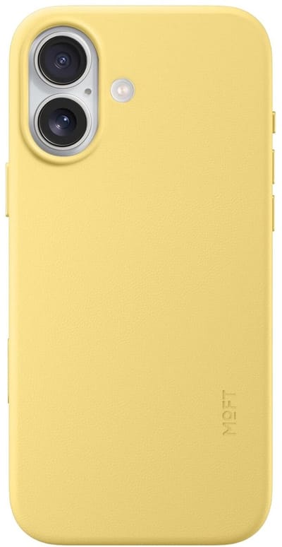 MOFT Hoesje Geschikt voor iPhone 17 - MOVAS Snap Back Cover - Compatibel met MagSafe - Vegan Leer Case - Beschermhoes Dun - Duurzaam - Geel