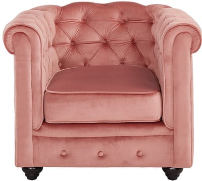 Vente-unique Set van 2 fauteuils CHESTERFIELD - velours - pastelroze