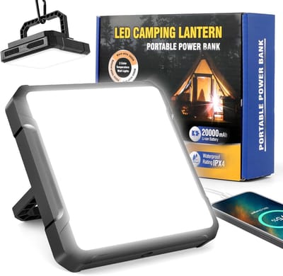 SnelShoppen - Oplaadbare Led-campinglamp met 20.000 mAh batterij, 2000 lumen, IPX4 waterdicht, 4 lichtmodi, outdoor lamp voor camping, tent, vissen, l