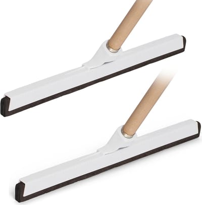 Novaliv 2x vloertrekker met houten handvat kunststof 43cm wisser douchevloer wisser rubber wisser autoruit zwembad badkamer wisser douche XXL brede tegel wisser terrasvloer