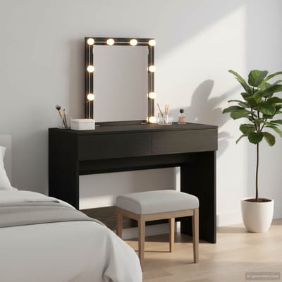 vidaXL - Kaptafel - Zwart - Eiken - 100 - x - 40 - x - 130 - cm - Bewerkt - hout