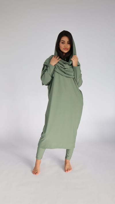 Burkini Sophie incl bijpassend zwemhoofddoek - Badpak - Zwemset maat S/36 - Pistache |burkini islamitisch zwempak ( maat valt klein)