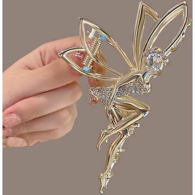 Feeën Metalen Haarclip Voor Vrouwen Krab Clip Haarklem Accessoires Glanzende Haarklem Hoofd Met Sieraden Cadeaus brown