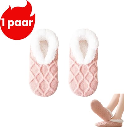 1 paar - Vloersokken - Winter fleece gevoerde, dikke, warme sokken - Dames antislip warme voetsokken - Schoenen en sokken - Roze