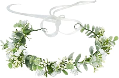 Peysaitr - Bloemenkrans - Kunstbloemen Hoofdband - krans hoofdtooi - Geschikt voor Bruiloften, Feestjes, Vakanties - Verstelbaar - Wit - 1 Stuk