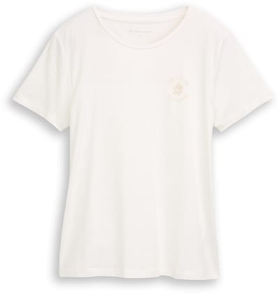 Tom Tailor - T-shirt met bloemenborduursel - Maat XL - Whisper White