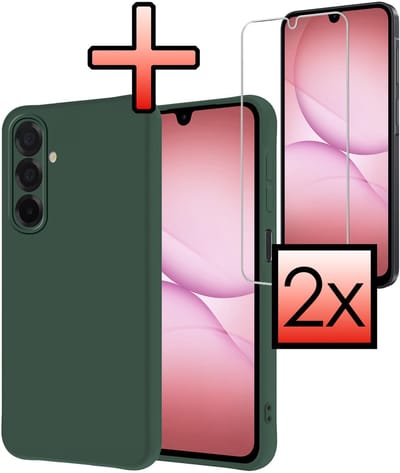 Hoesje - Met 2x Screenprotector - Geschikt voor Samsung Galaxy A17 - Sterk & Shockproof - Back Cover - Siliconen Case - Telefoon Hoes - Donkergroen