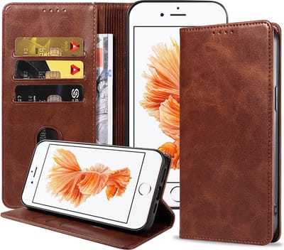 Smartphonica iPhone 6/6s Plus leren hoesje met magnetische sluiting - Donkerbruin geschikt voor iPhone 6/6s Plus