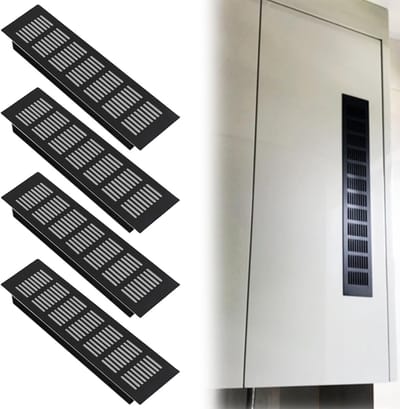 4x Ventililatierooster Aluminium 80x300mm - Toevoer- en Afvoerlucht Rooster voor Keuken, Badkamer en Toilet