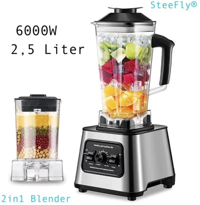 SteeFly® Krachtige 6000W blender - 2in1 - Smoothie maker - Mixer - 2,5 L Tank - Makkelijk te reinigen - Met Cleanfunctie