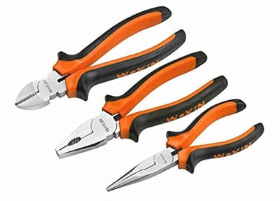 3-delige Pliers Set - Heavy Duty Knijptangen, 6" Langneus, 6" Diagonaal en 7" Gecombineerde Knijptangen met Ergonomische Handgreep