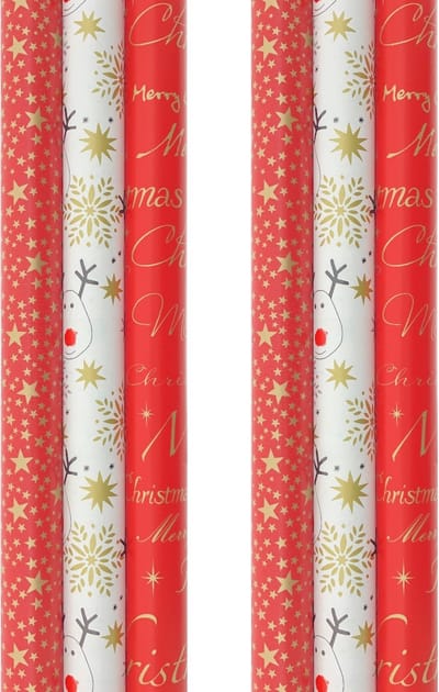 RED PASSION - cadeaupapier - kerstpapier inpakpapier voor kerst - 3 meter x 70 cm - 6 rollen