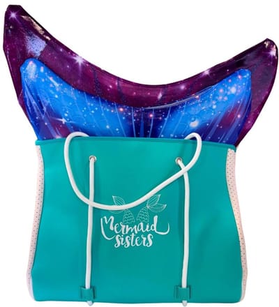 Mermaid Sisters Sporttas XL voor zeemeerminstaart - Waterafstotende neopreen zwemtas turquoise