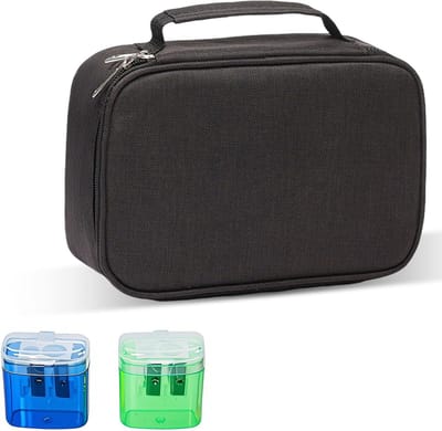 Thijox - Groot Etui Zwart met 72 Vakken, 5 Extra Vakken & 3 Afneembare Scheidingsplaten, Ideaal voor School, Kantoor, Reizen, Organizer Etui met Ritss