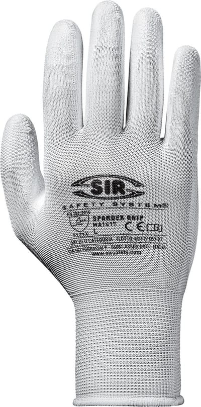 SIR SAFETY SPANDEX GRIP Werkhandschoenen Wit Tuinhandschoenen - Polyester - Antislip Ademend - 12 Stuks