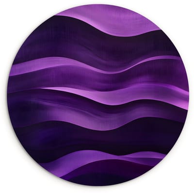 WallCircle® Wandcirkel 120x120 cm - Muurcirkel Golven - Abstract - Paars - Muurdecoratie woonkamer - Wanddecoratie slaapkamer - Kamer decoratie accessoires - Ronde schilderijen XXL