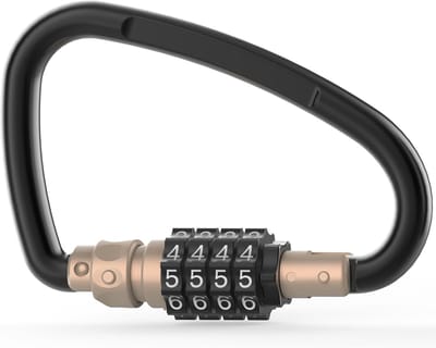 Robuuste karabijnhaak met slot, grote karabijnhaak met combinatieslot, 10 cm metalen D-ring karabijnhaak, goudkleurig