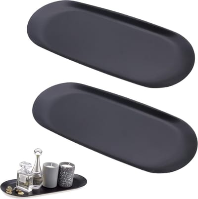 La'Moussawi ® Dekoratieve Zwarte Metalen Dienbladen voor Diverse Toepassingen in Huis en Keuken