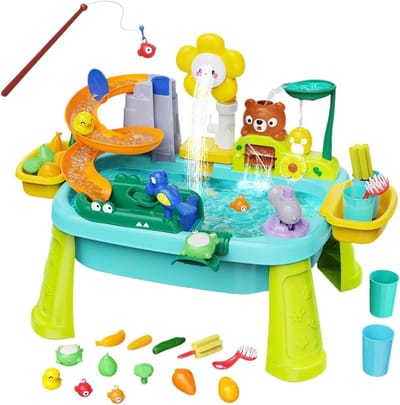 Water Speelcentrum - Activiteiten Tafel - Buiten Spelen - Batterij Aangedreven - 45 x 34 x 15 cm - Groen