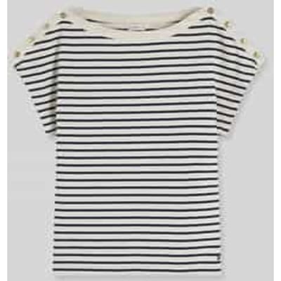Tommy Hilfiger Gold-tone Button Boat Neck T-shirt Breton Calico/dark Night  Taglia: XS | Maglie Sportivi Outlet | Donna | Nero