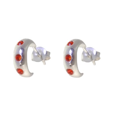 Behave – Oorbellen – 925 Sterling Zilveren Kleine Oorring met Oranje Kristal steentjes
