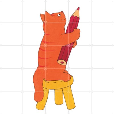 IXXI Dikkie Dik Tekent, Dikkie Dik - 100 x 100 cm - Gratis ophangtool - Grote wanddecoratie en posters - Illustraties, Speels, Cartoonesk