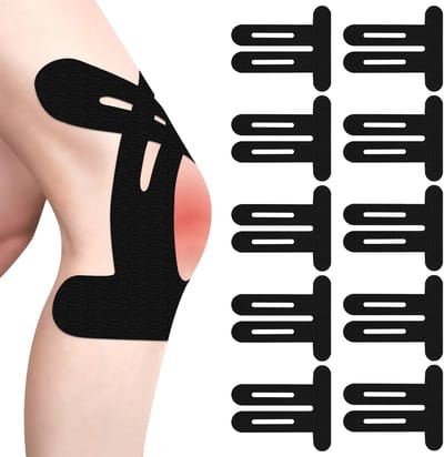 QTTVBTNA-Voorgesneden Kinesiotape voor Knie – 10 Stuks, Waterdicht, Ademend & Latexvrij – Sport, Fitness & Actieve Lifestyle