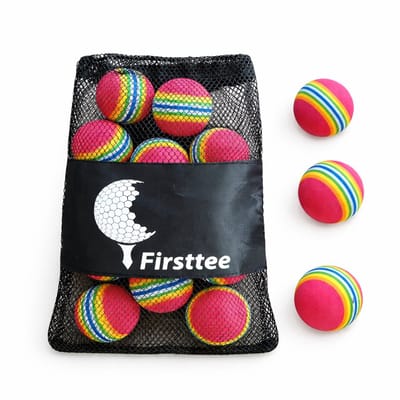 Firsttee - 12 stuks training softballen - GRATIS  BALLENNET - Golfballen - Ballen - Golf accessoires - Cadeau - Golftrainingsmateriaal - Sport - Training - Golfset - Indoor - Golfswing - Trainingsmaterialen - Geschikt voor golfnet - Golfbal - Tees