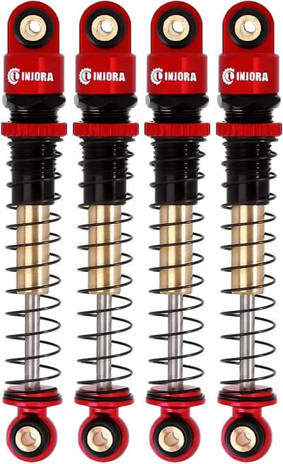 RC Schokdemper 43mm Teleschokken met Schroefdraad voor 1:24 Crawler - Rood, 4 Stuks