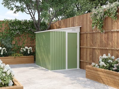 Vente-unique Saliegroen metalen tuinhuisje in gegalvaniseerd staal 3,15 m² - DAXTON