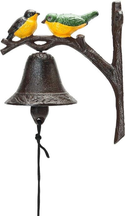 Gietijzeren Diner Bel - Boerderij Deurbel - Decoratie Huis - Vogels Decoratief Design - 16.3 x 18.7 cm - Antiek